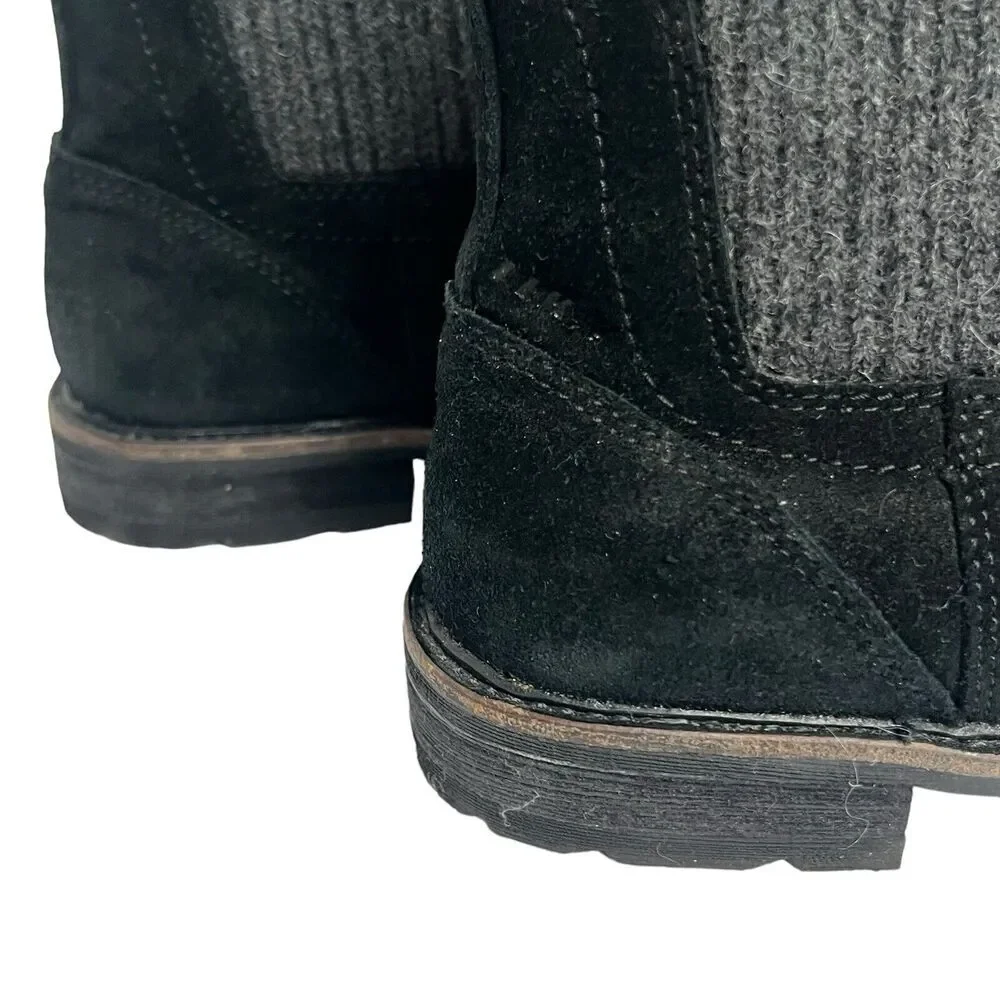 LL Bean Black East Point Waterproof Suede Chelsea Ankle Boots Size 9